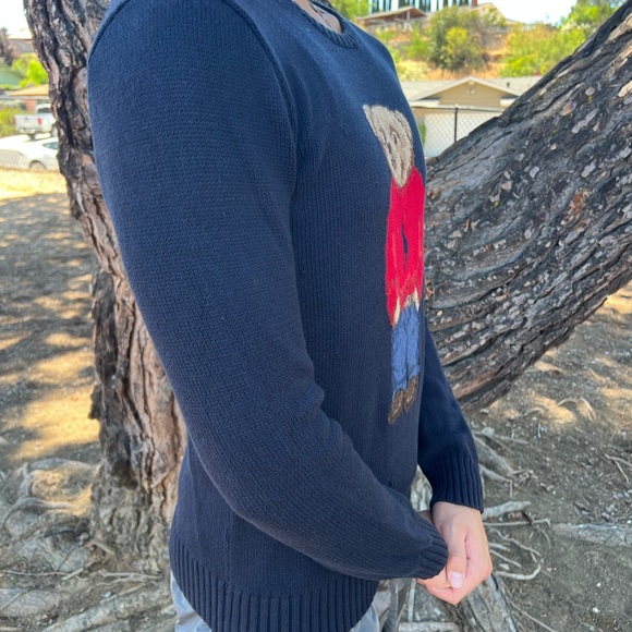 POLO BEAR RALPH LAUREN MEN BOY TEDDY KNIT SWEATER NAVY BLUE HOLIDAY CHRISTMAS S - Picture 10 of 13